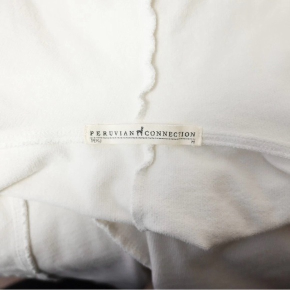 Peruvian Connection Jacket Womens White French Terry Hooded Waterfall M Medium - Picture 7 of 9